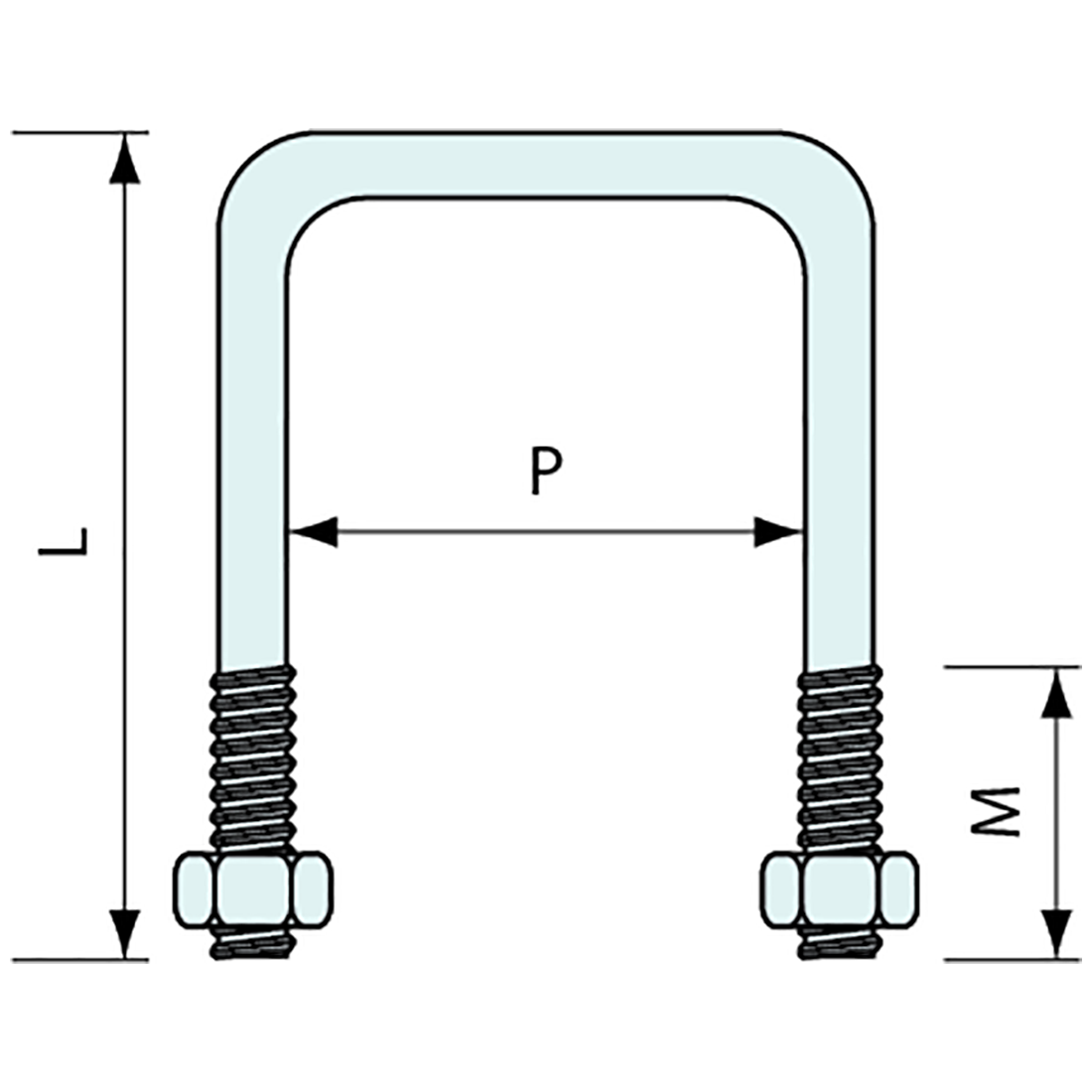 Square U Bolt Galvanised M12 95mm